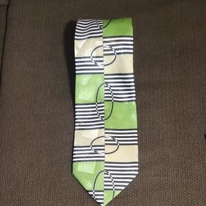 Fratello Hand Made 100% Polyester Stylish Green and Black Patterned Men's Tie